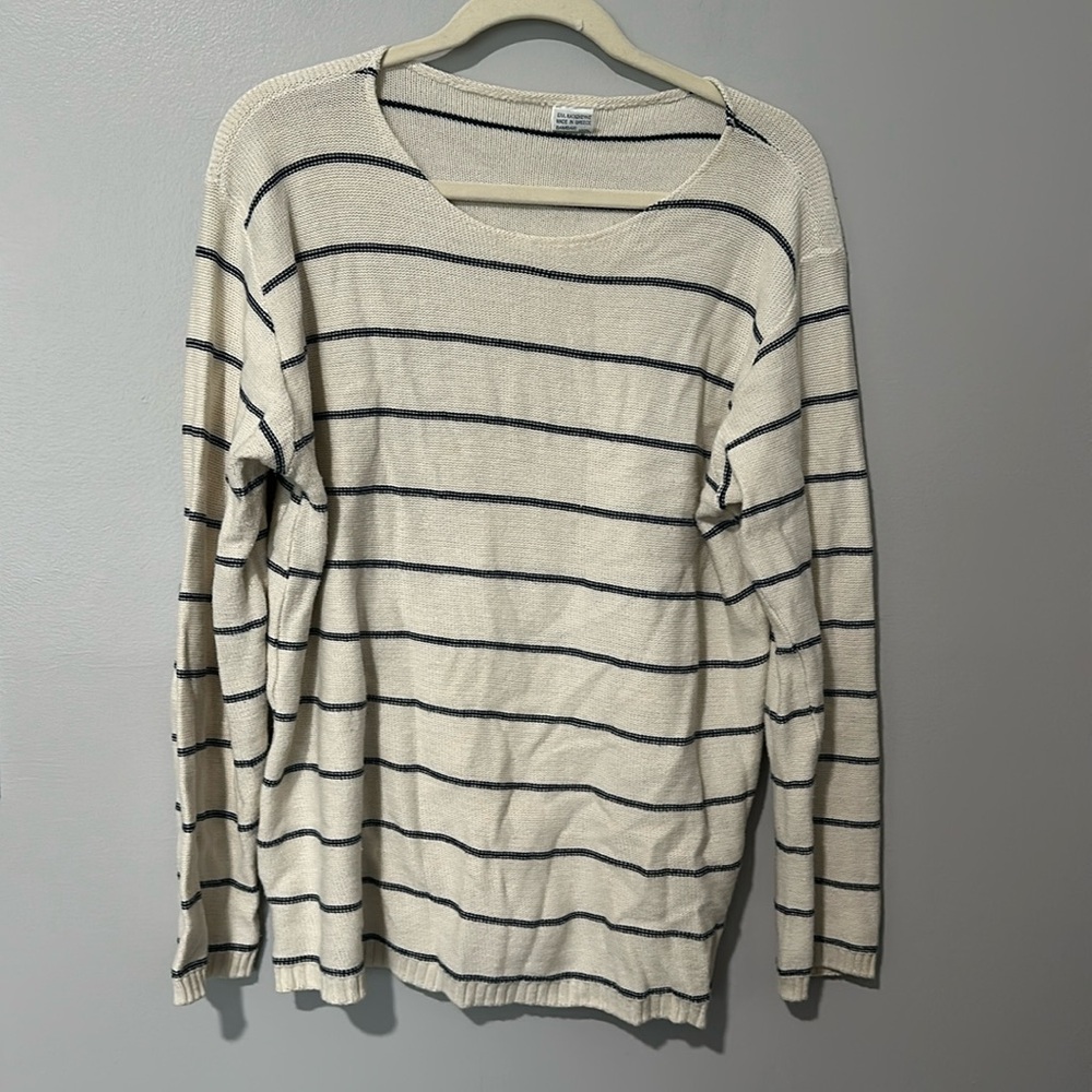 Women’s Lightweight Cotton Striped Greek Fisherman’s Sweater Sz XL